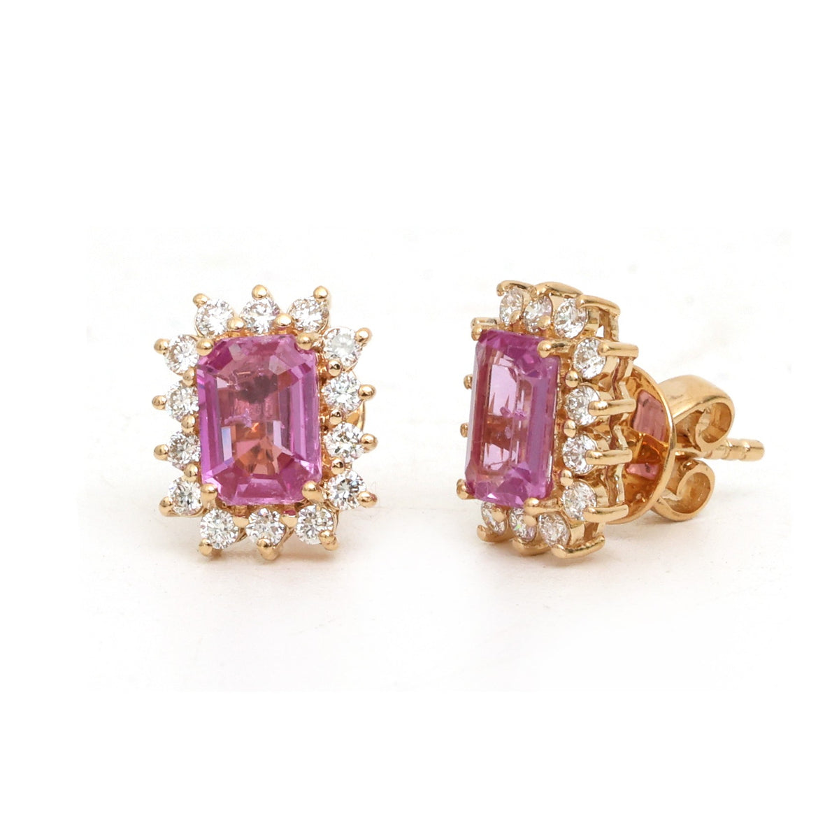 JPERG-4875/14026 Pink Sapphire Diamond Earring | 18K