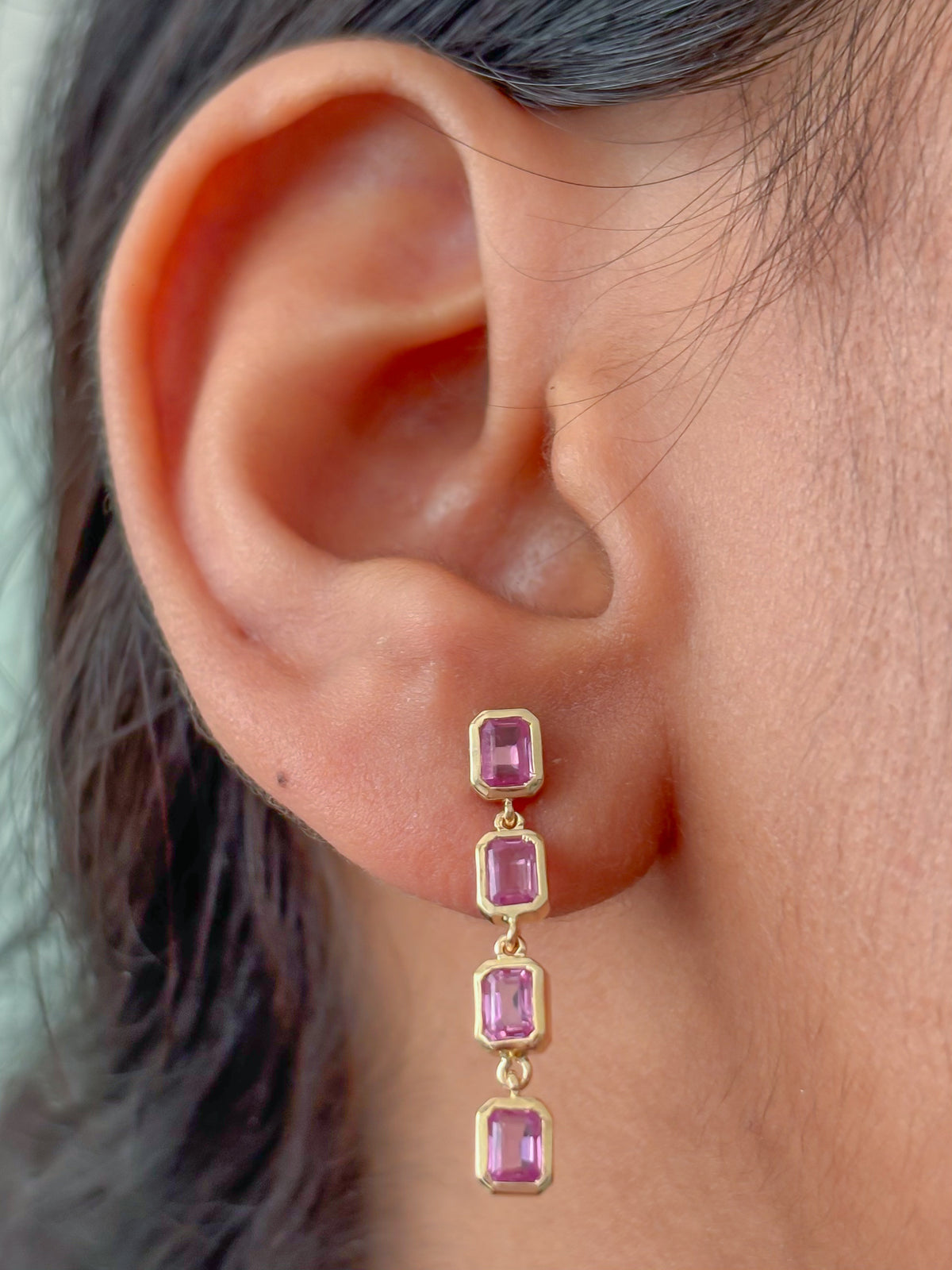 JPERG-4884/14041 Pink Sapphire Earring | 14K