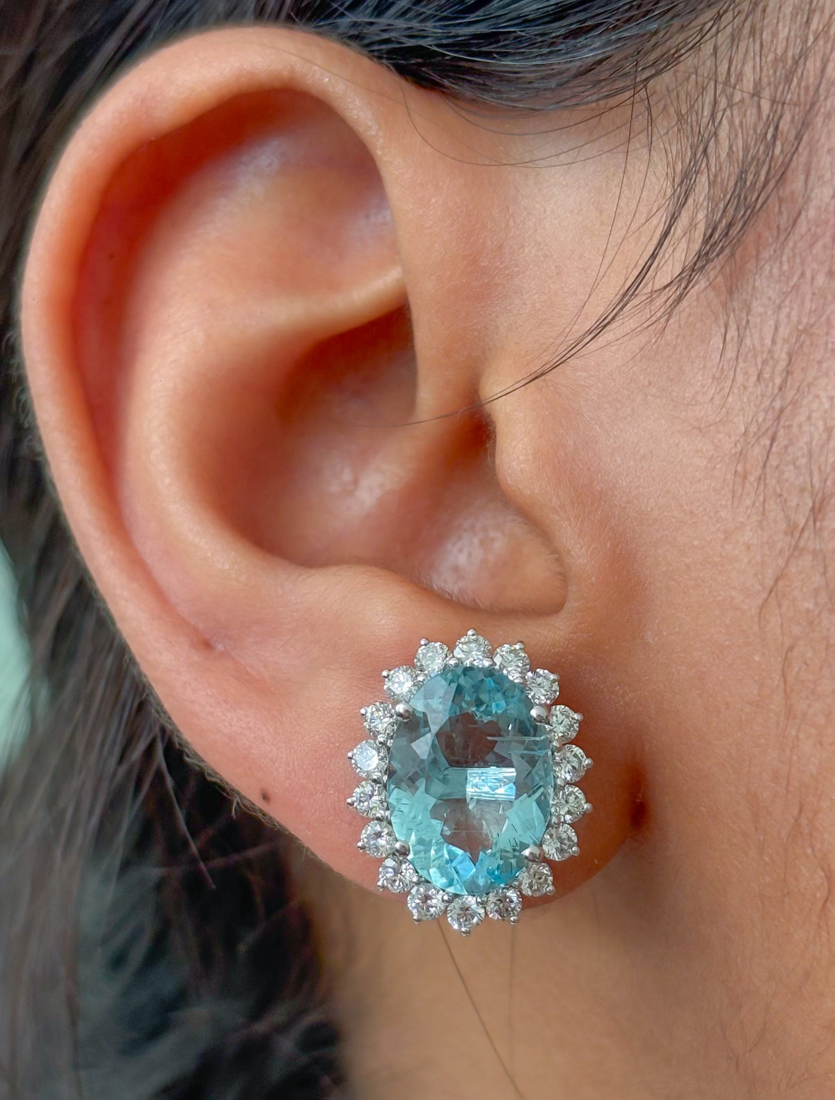 JPERG-4885/14067 Aquamarine Diamond Earring | 14K