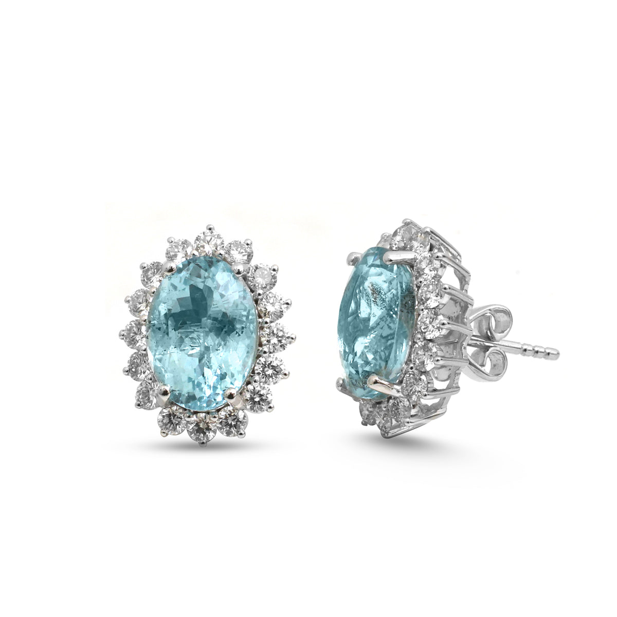 JPERG-4885/14067 Aquamarine Diamond Earring | 14K