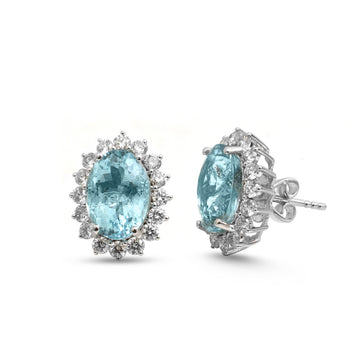 JPERG-4885/14067 Aquamarine Diamond Earring | 14K