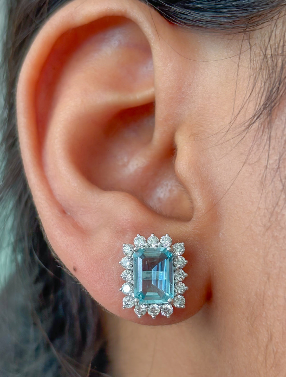 JPERG-4887/14069 Aquamarine Diamond Earring | 14K