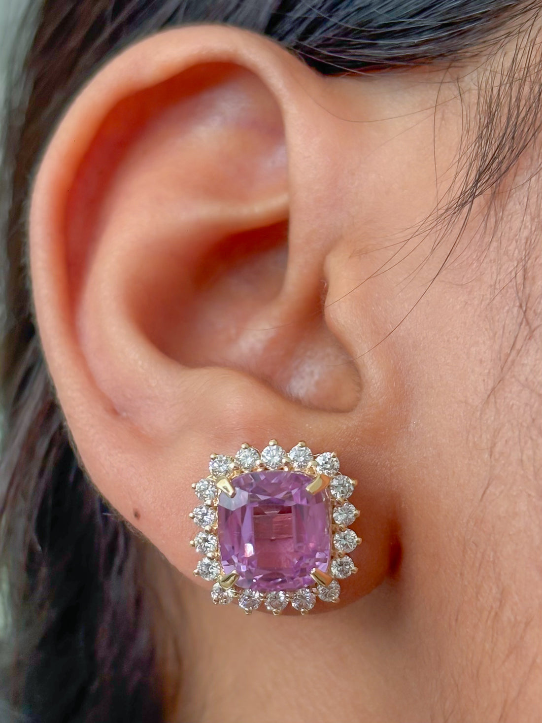 JPERG-4888/14070 Kunzite Diamond Earring | 14K