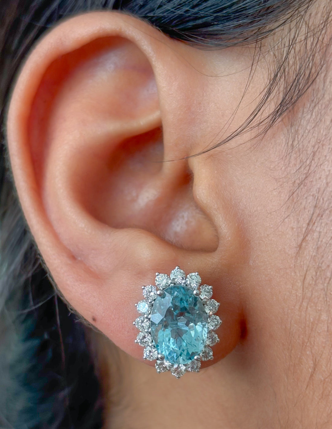 JPERG-4895/14077 Aquamarine Diamond Earring | 14K