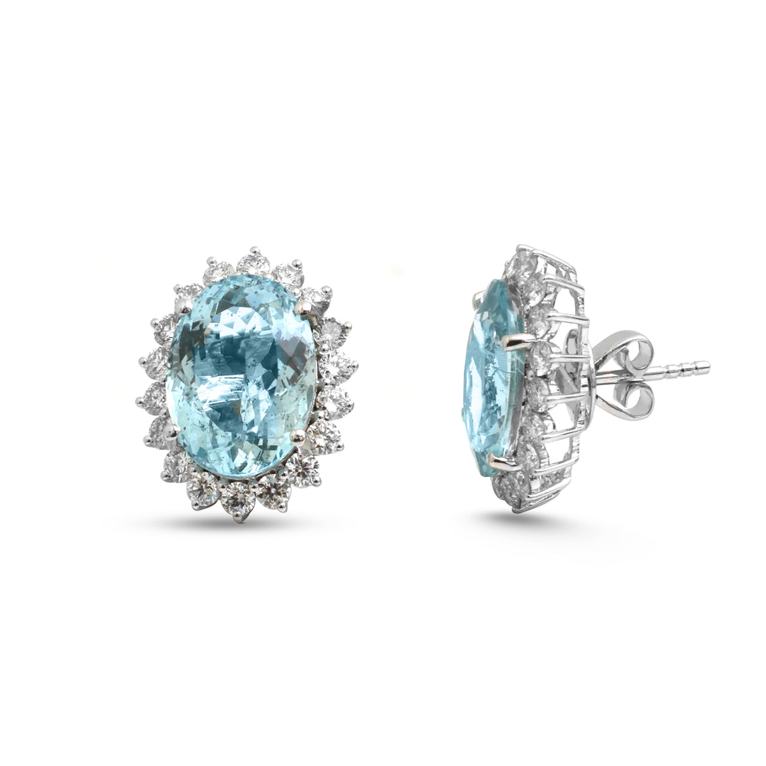 JPERG-4895/14077 Aquamarine Diamond Earring | 14K