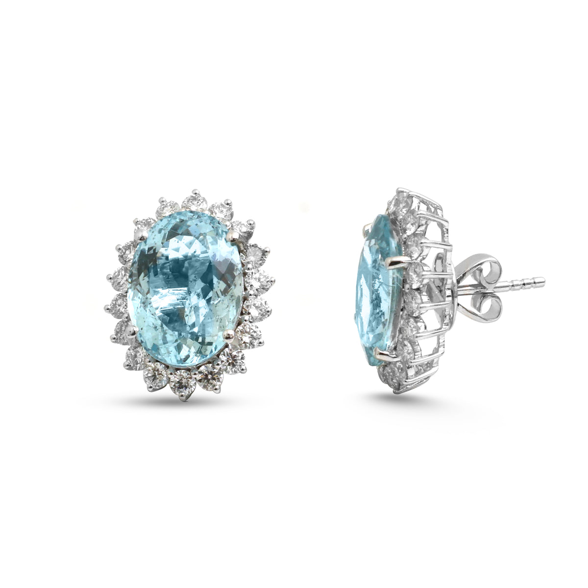 JPERG-4895/14077 Aquamarine Diamond Earring | 14K