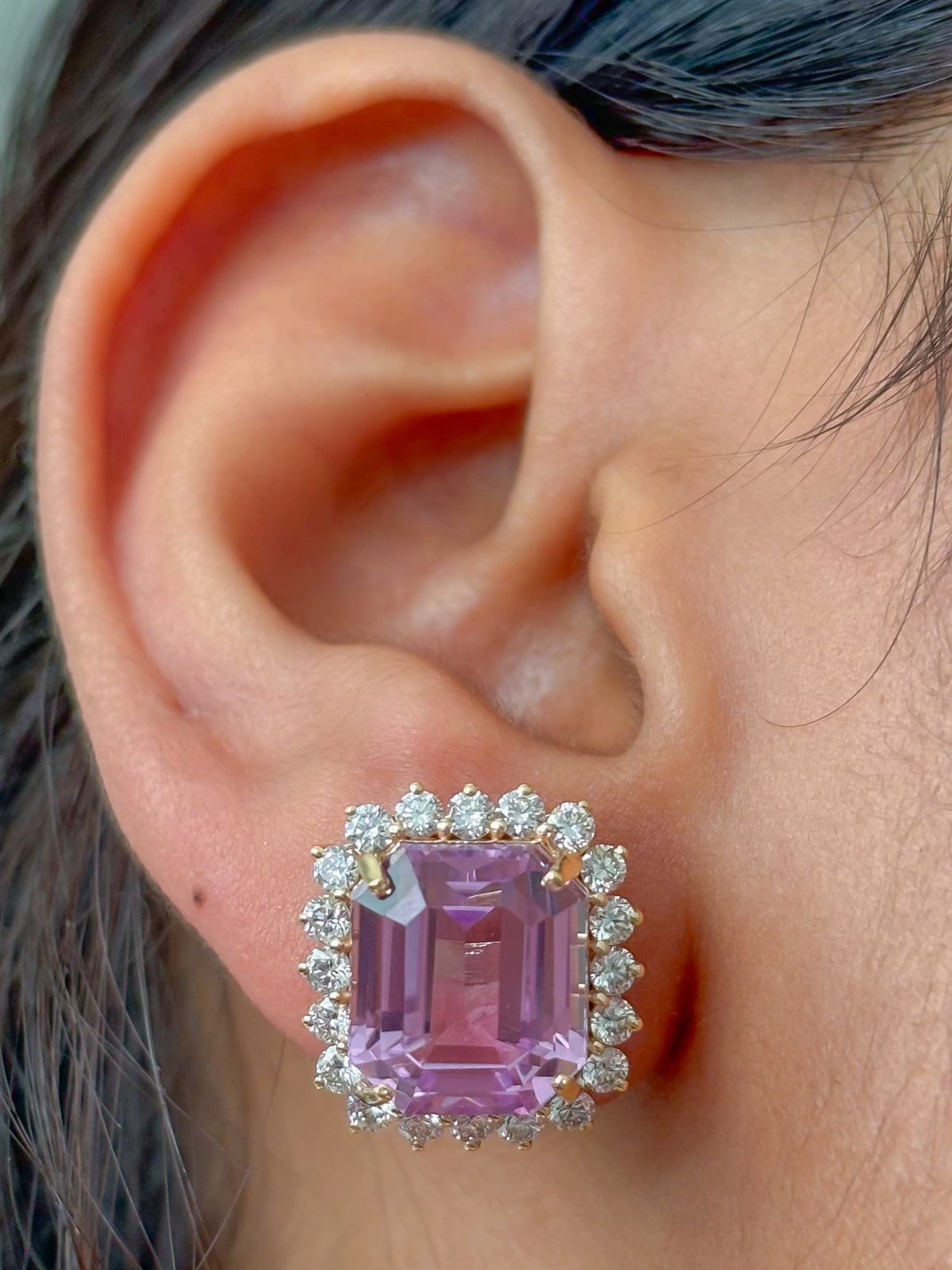 JPERG-4896/14078 Kunzite Diamond Earring | 14K