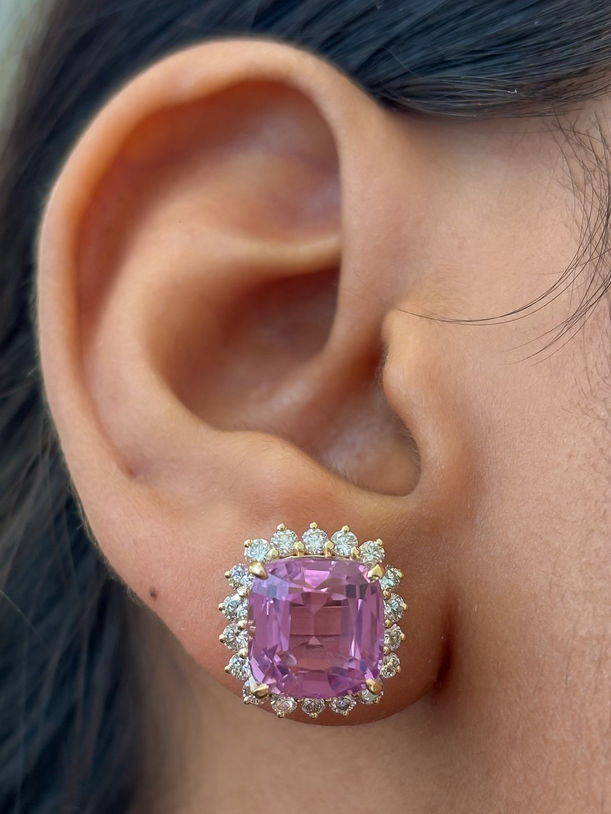JPERG-4898/14125 Kunzite Diamond Earring | 14K