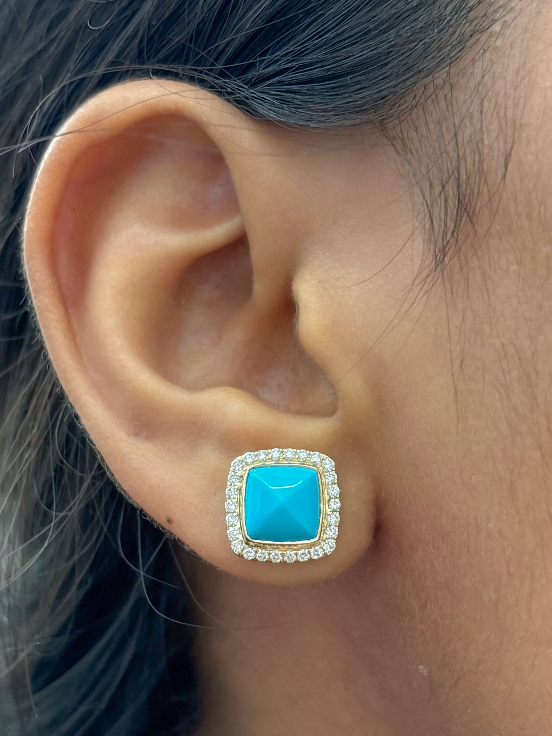 JPERG-4902/14155 Turquoise Diamond Earring | 14K