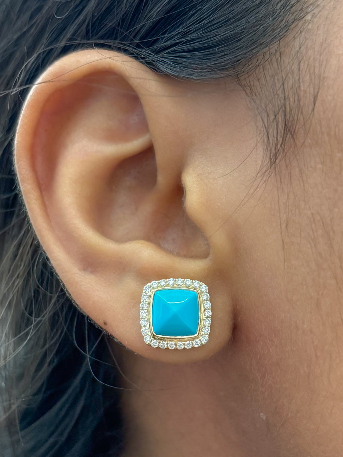 JPERG-4902/14155 Turquoise Diamond Earring | 14K