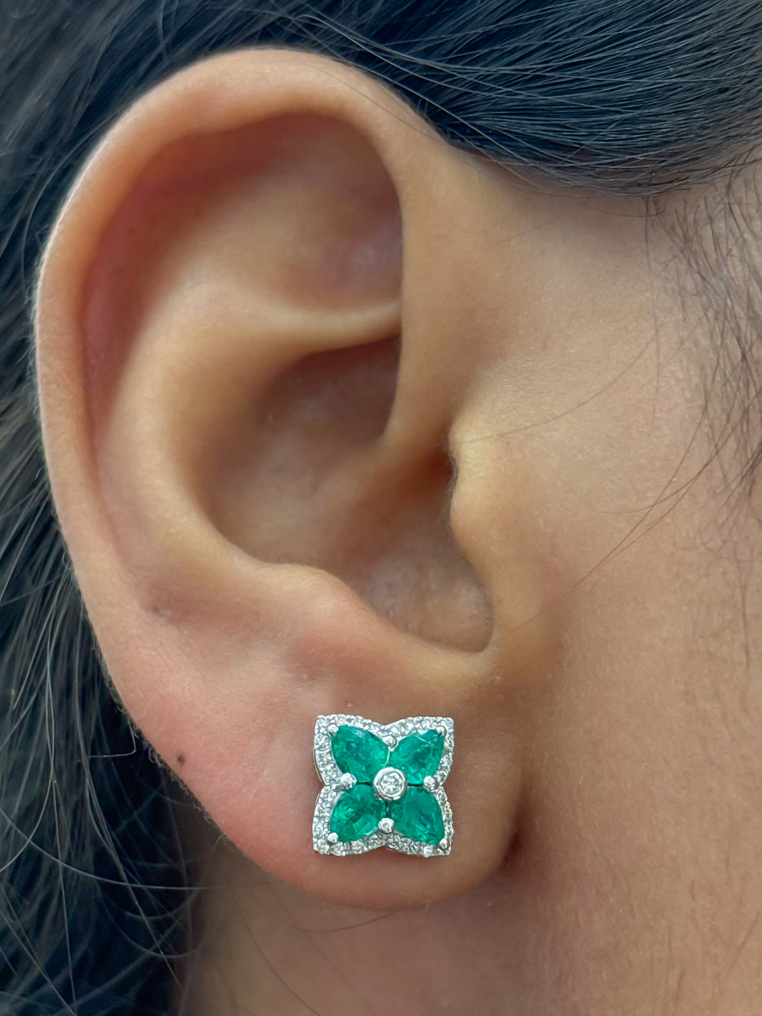 JPERG-4903/14156 Emerald Diamond Earring | 14K