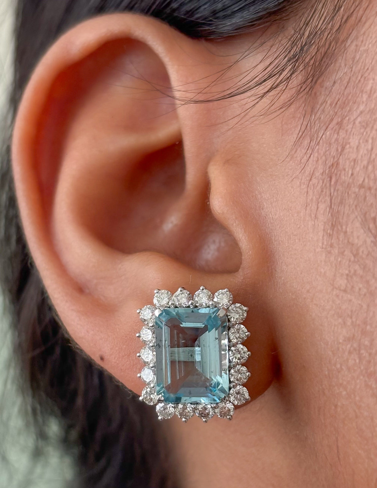 JPERG-4911/14296 Aquamarine Diamond Earring | 14K