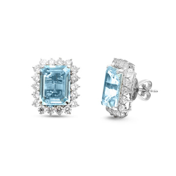 JPERG-4911/14296 Aquamarine Diamond Earring | 14K