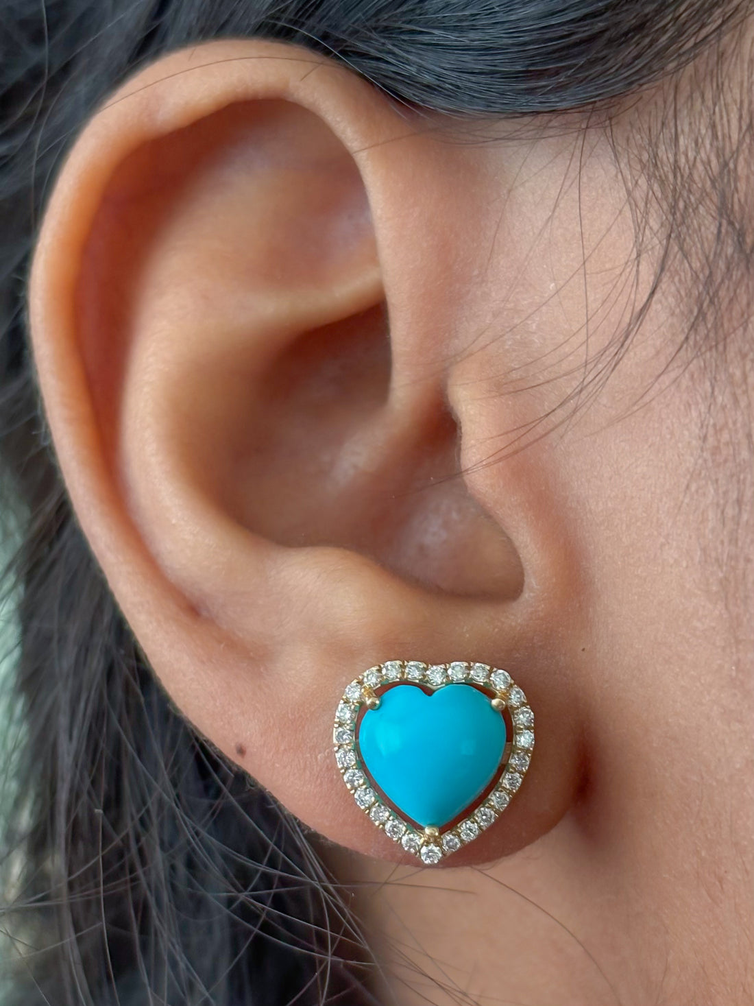JPERG-4924/14404 Turquoise Diamond Earring | 14K