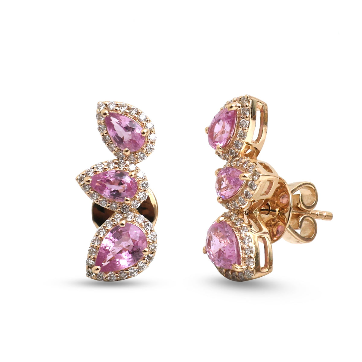 JPERG-4926/14469 Pink Sapphire Diamond Earring | 14K