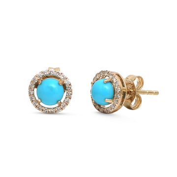 JPERG-4929/14473 Turquoise Diamond Earring | 14K