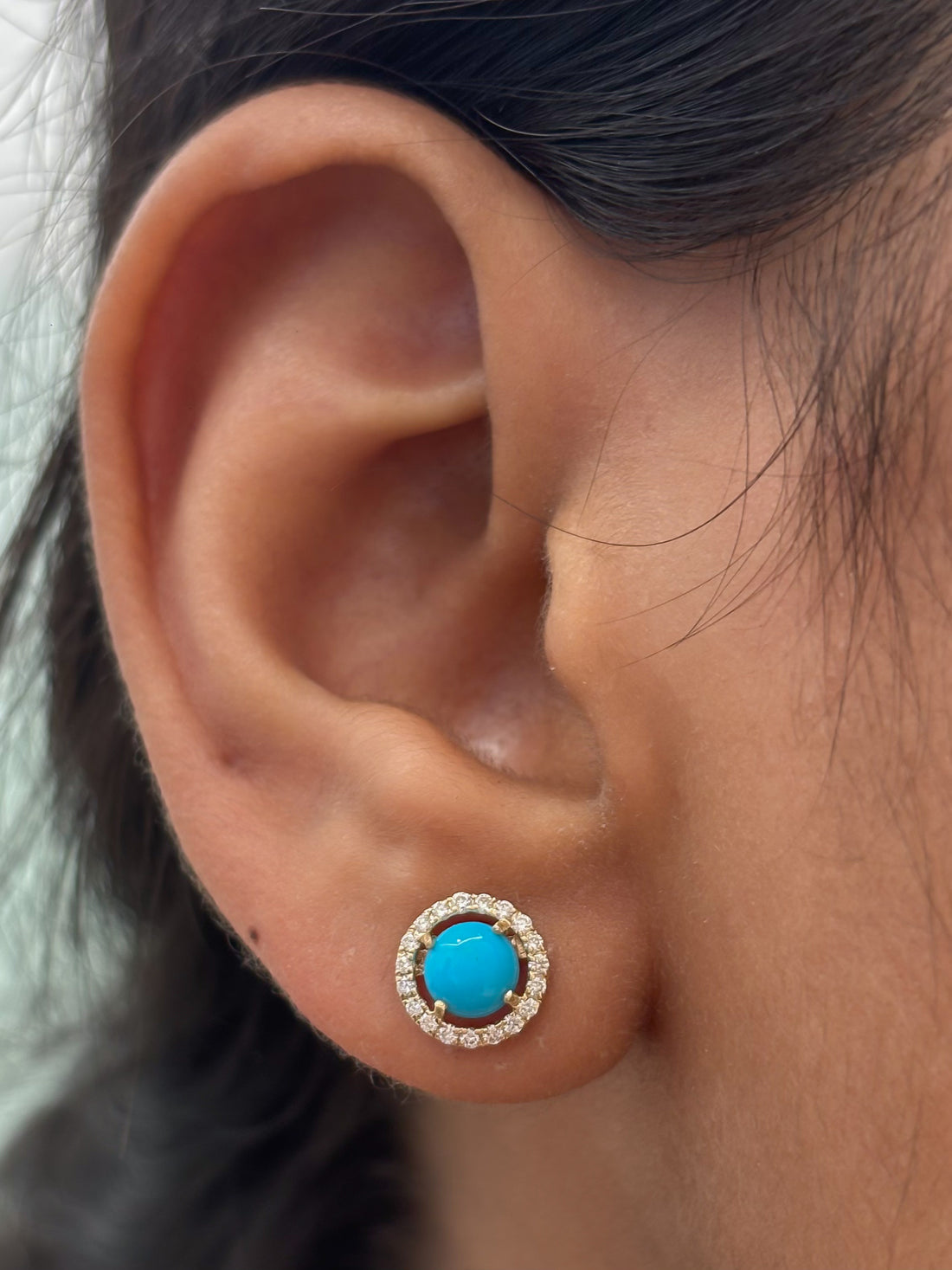 JPERG-4930/14474 Turquoise Diamond Earring | 14K