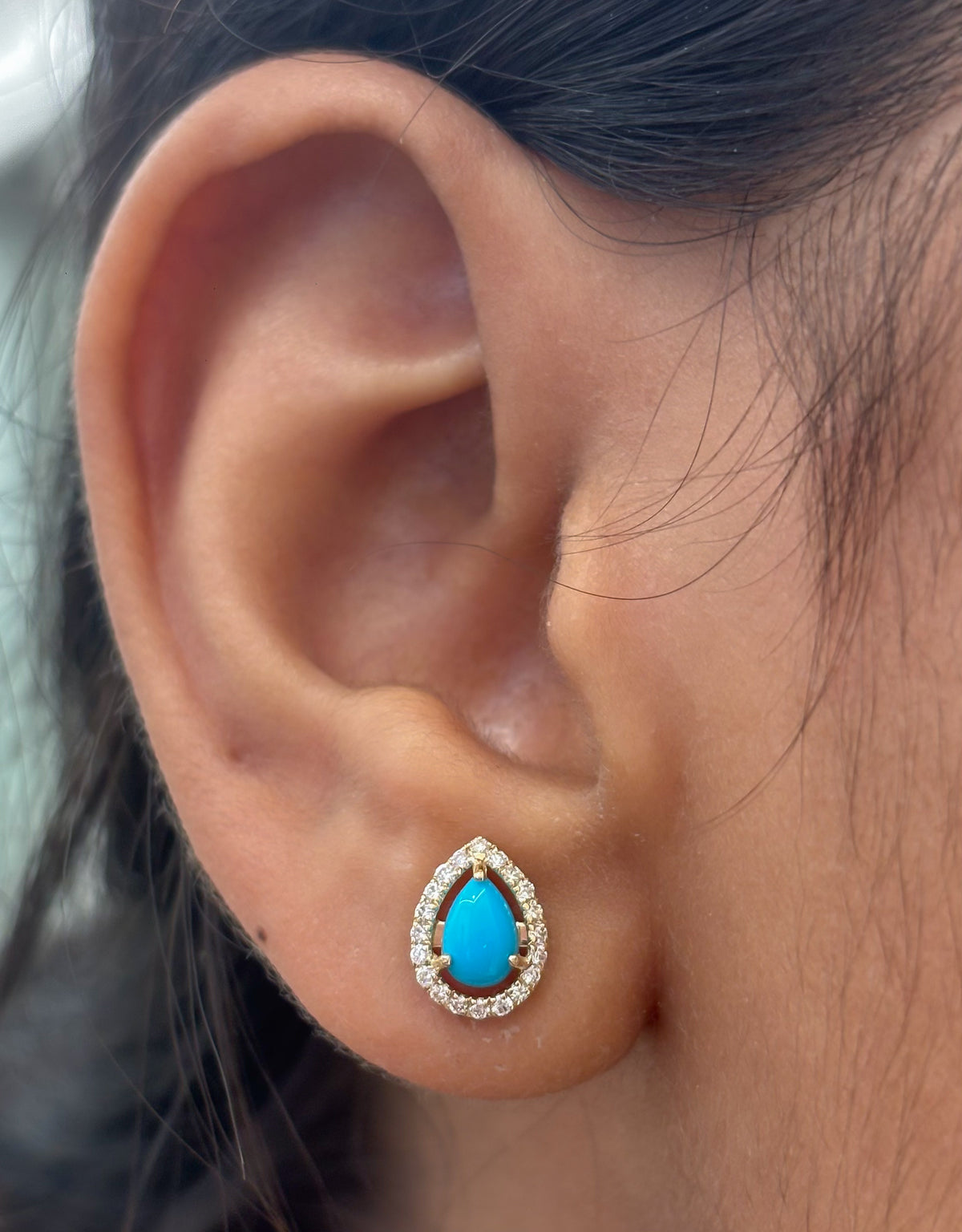 JPERG-4934/14478 Turquoise Diamond Earring | 14K