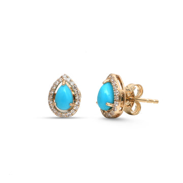 JPERG-4936/14480 Turquoise Diamond Earring | 14K