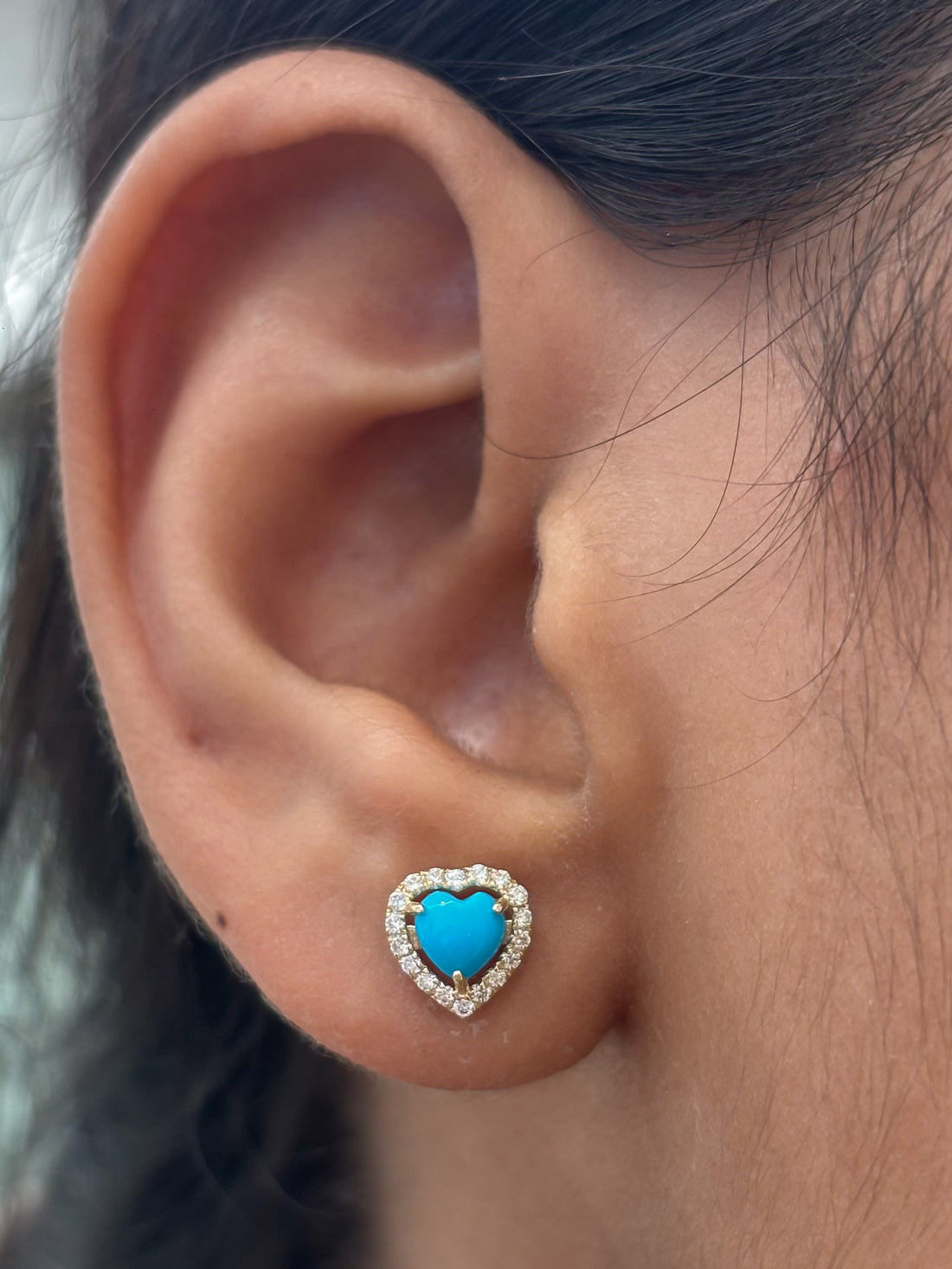 JPERG-4937/14481 Turquoise Diamond Earring | 14K