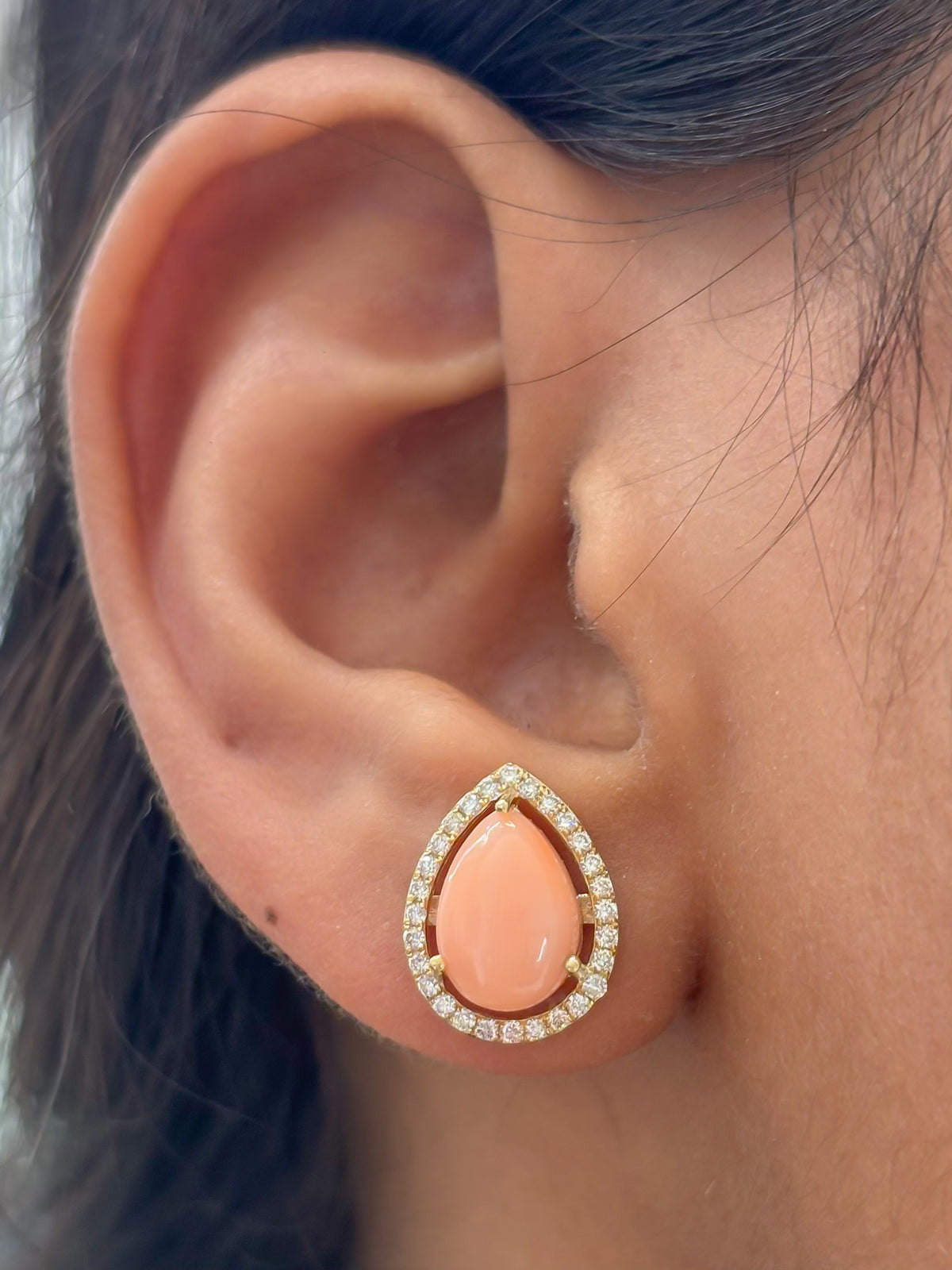 JPERG-4940/14484 Coral Diamond Earring | 14K