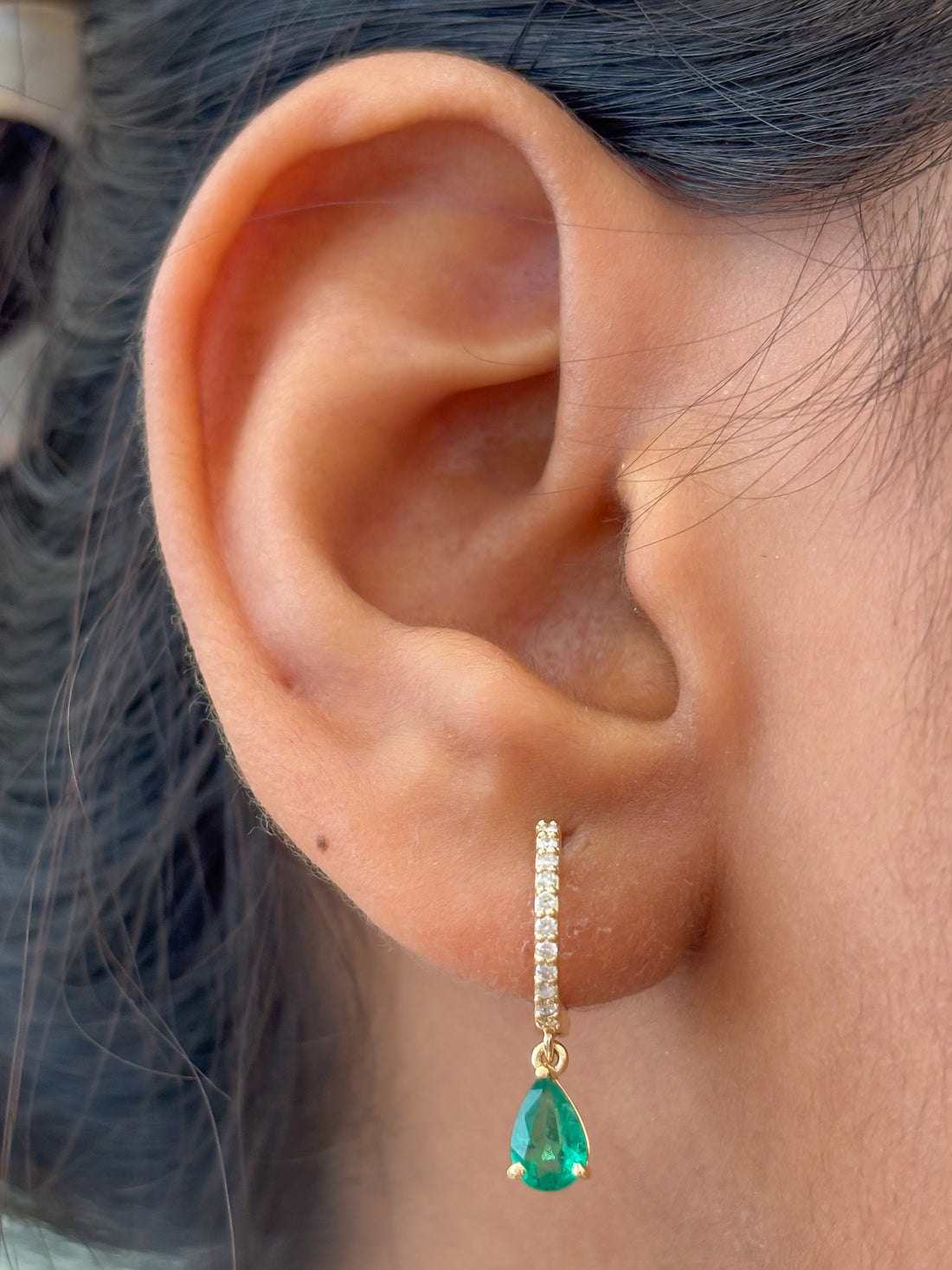 JPERG-4956/14568 Emerald Diamond Earring | 18K