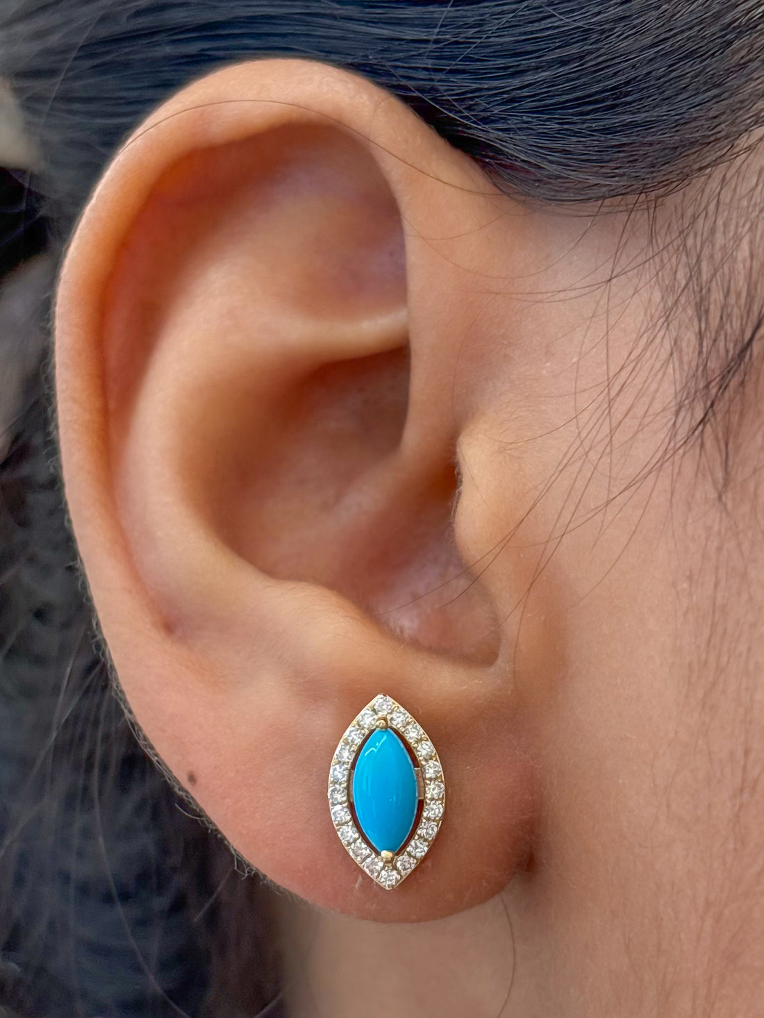 JPERG-4958/14594 Diamond Turquoise Earring | 14K