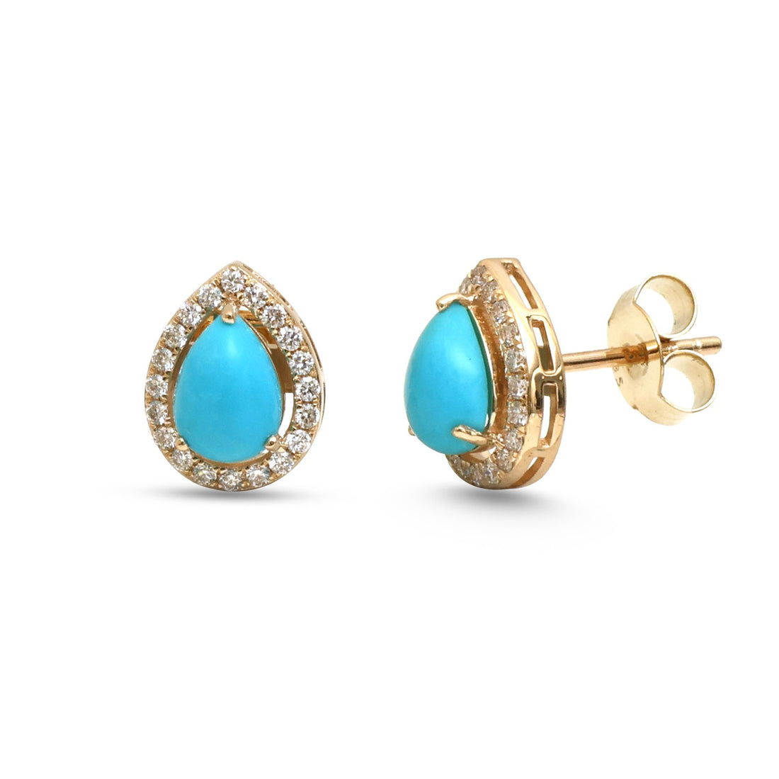 JPERG-4960/14596 Turquoise Diamond Earring | 14K