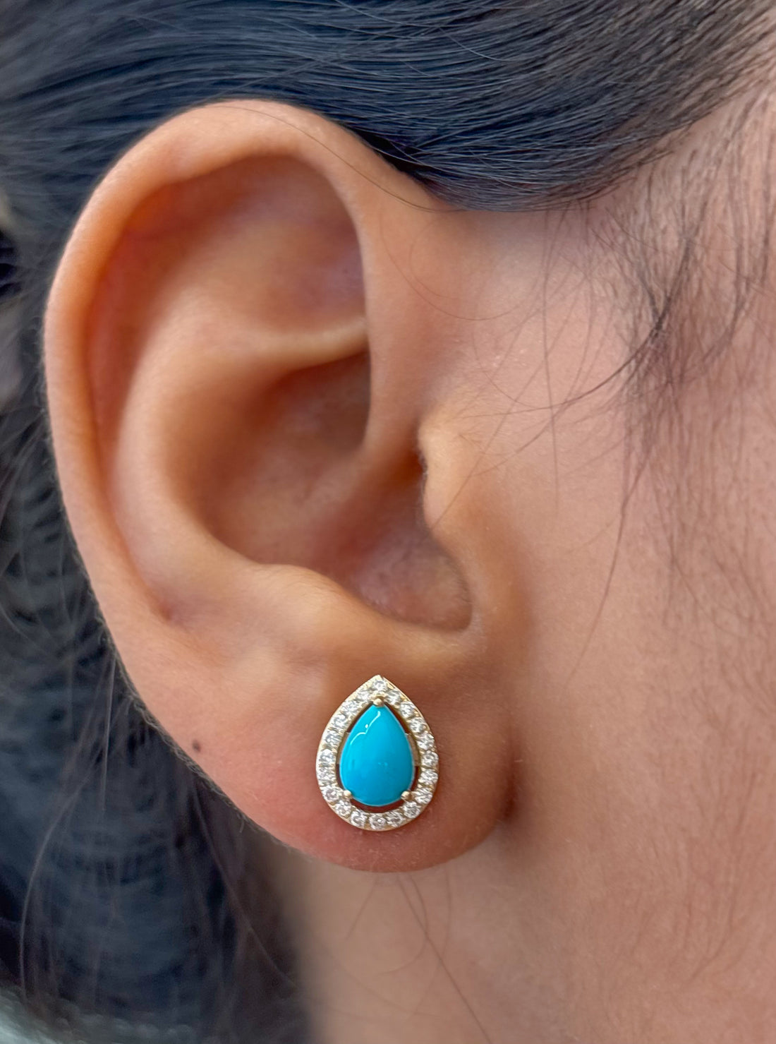 JPERG-4961/14597 Diamond Turquoise Earring | 14K