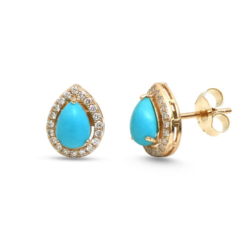 JPERG-4961/14597 Diamond Turquoise Earring | 14K
