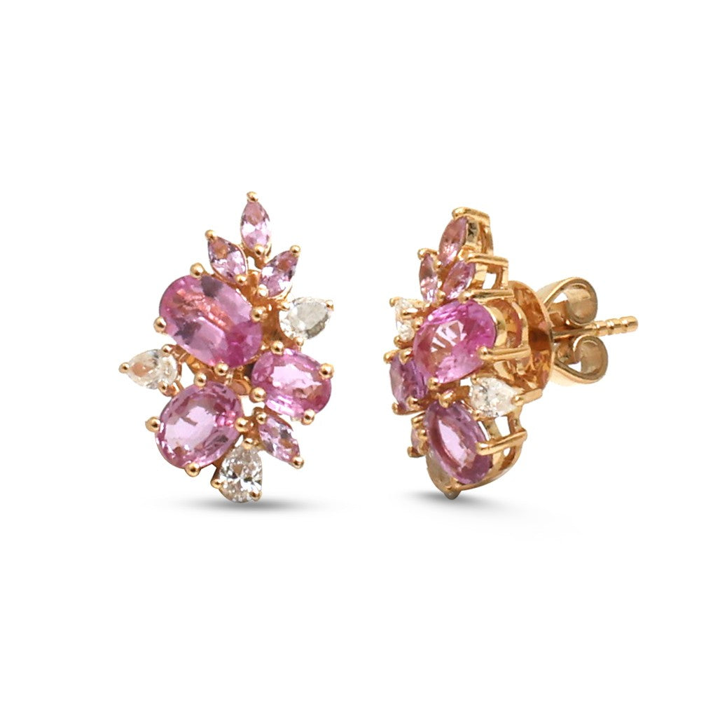 JPERG-4977/14701 Diamond Pink Sapphire Earring | 18K