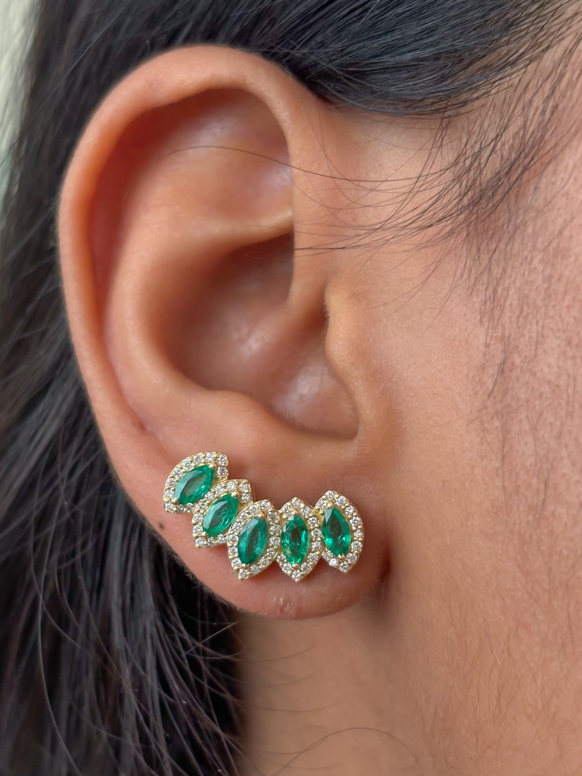 JPERG-4979/14703 Emerald Diamond Earring | 18K