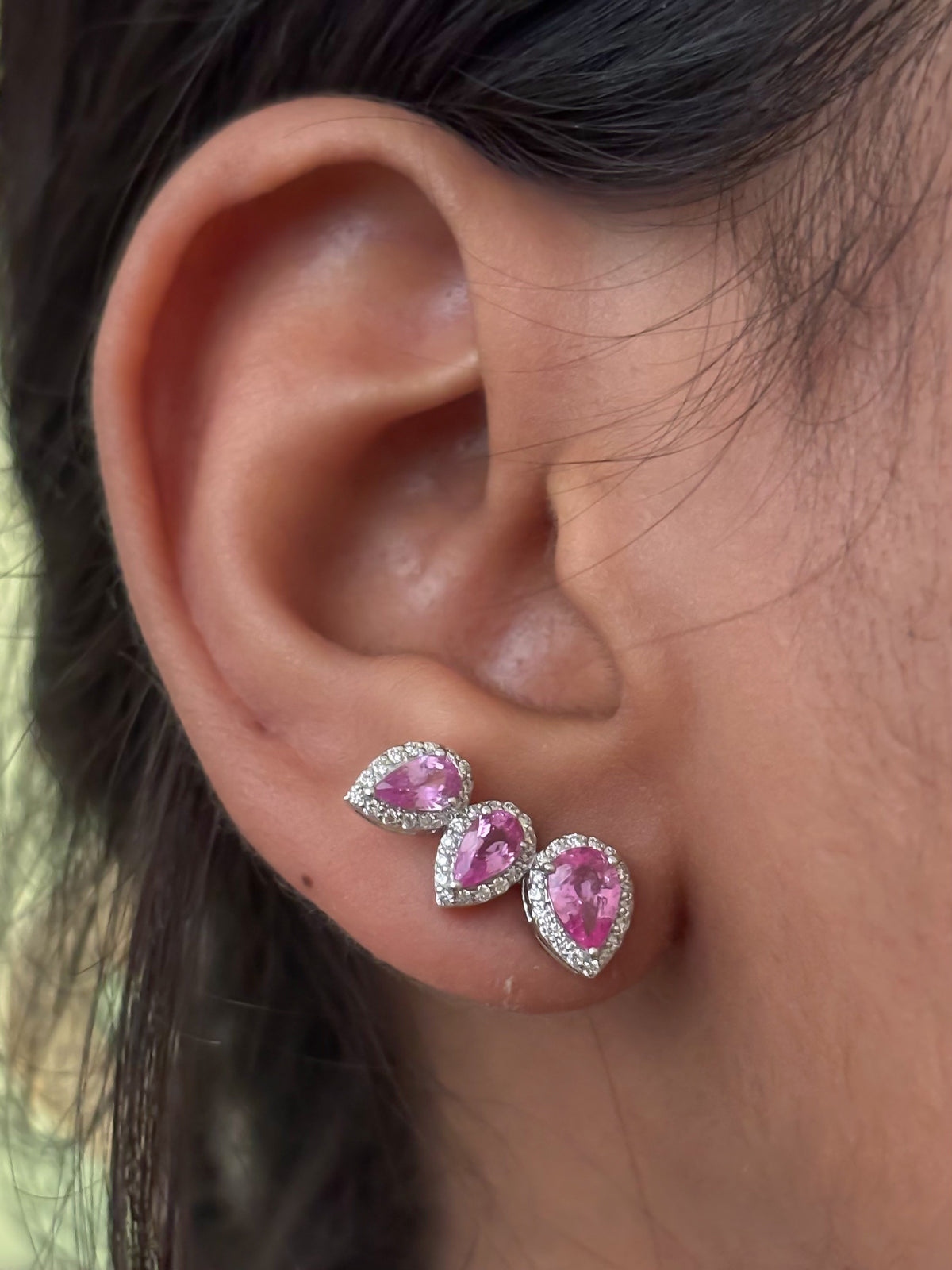 JPERG-4981/14749 Pink Sapphire Diamond Earring | 14K