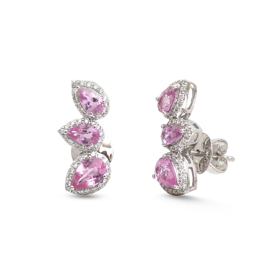 JPERG-4981/14749 Pink Sapphire Diamond Earring | 14K