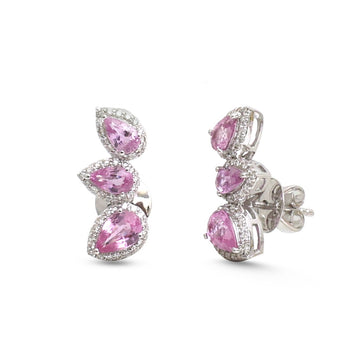 JPERG-4981/14749 Pink Sapphire Diamond Earring | 14K