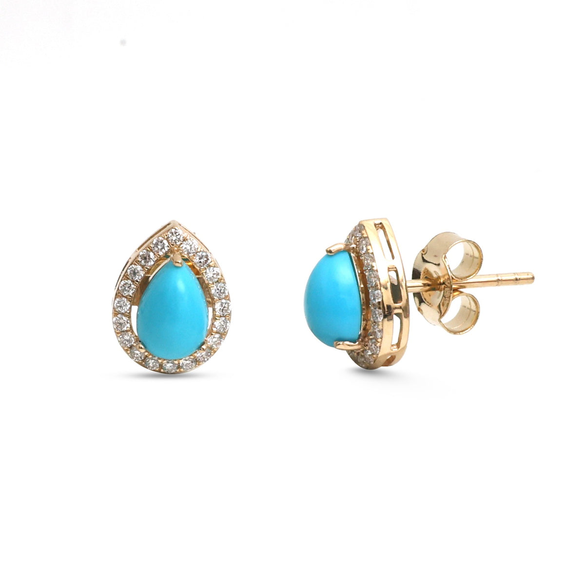 JPERG-4995/14936 Diamond Turquoise Earring | 14K