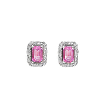 JPERG-524/2880 Pink Sapphire Octagon With Diamond Studs Earring | 18K