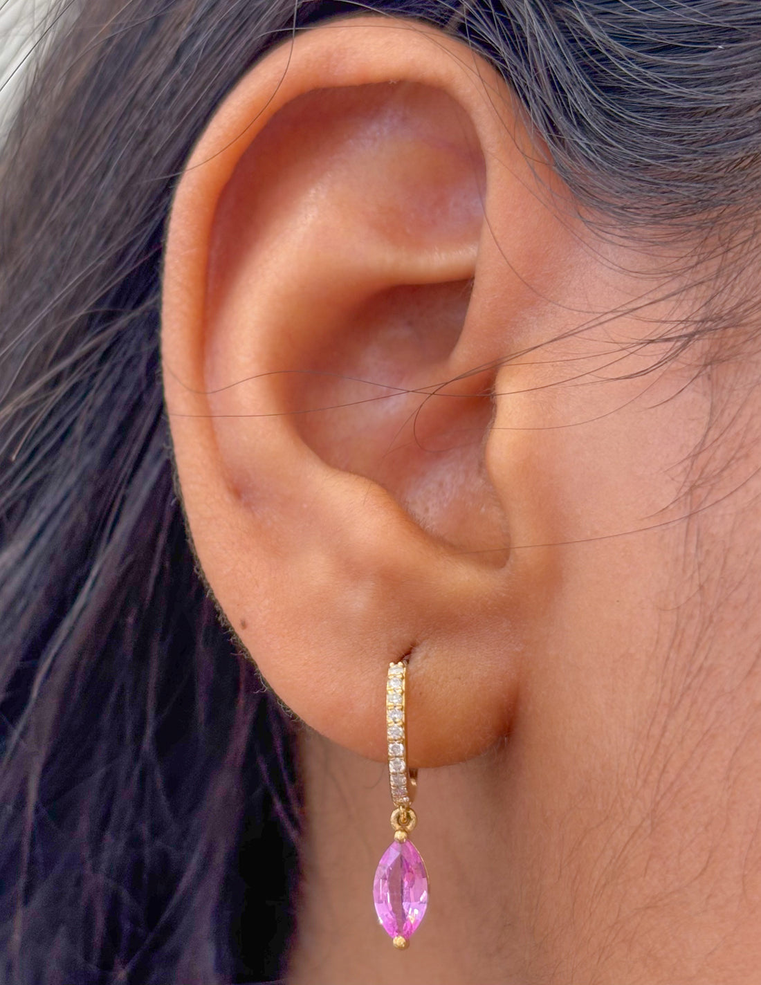 JPERG-541/2939 Pink Sapphire Hoops  Earring | 18K