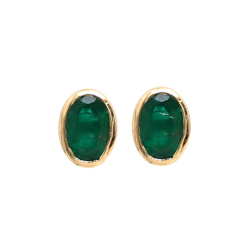 JPERG-545/2943 Emerald Oval  Studs Earring | 18K