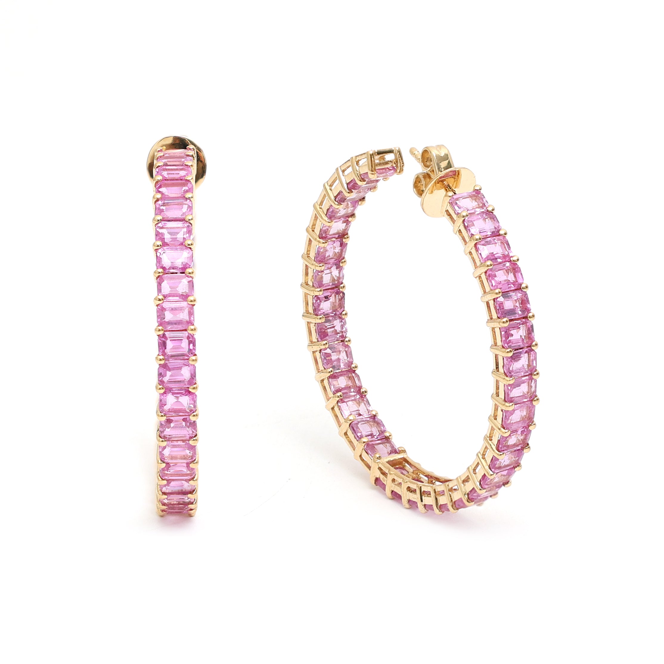 JPERG-550/2977 Pink Sapphire Hoops Earring | 18K