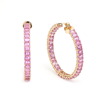 JPERG-550/2977 Pink Sapphire Hoops Earring | 18K