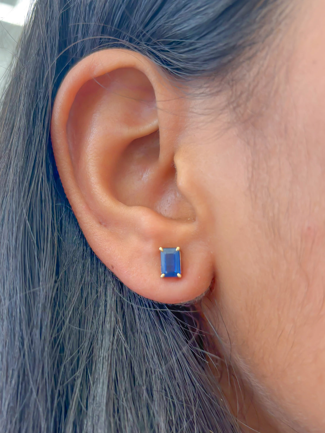 JPERG-571/3081 Blue Sapphire Studs Earring | 14K