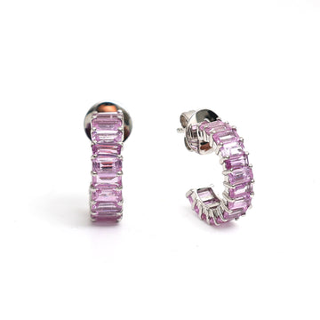 JPERG-583/3156 Pink Sapphire Hoops  Earring | 18K
