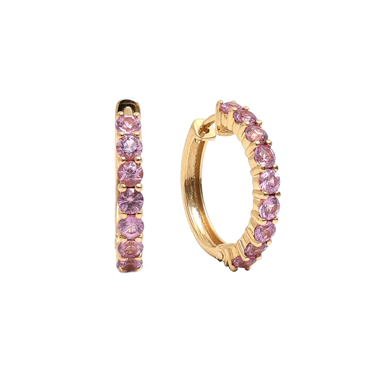 JPERG-585/3223 Pink Sapphire Hoops Earring | 18K