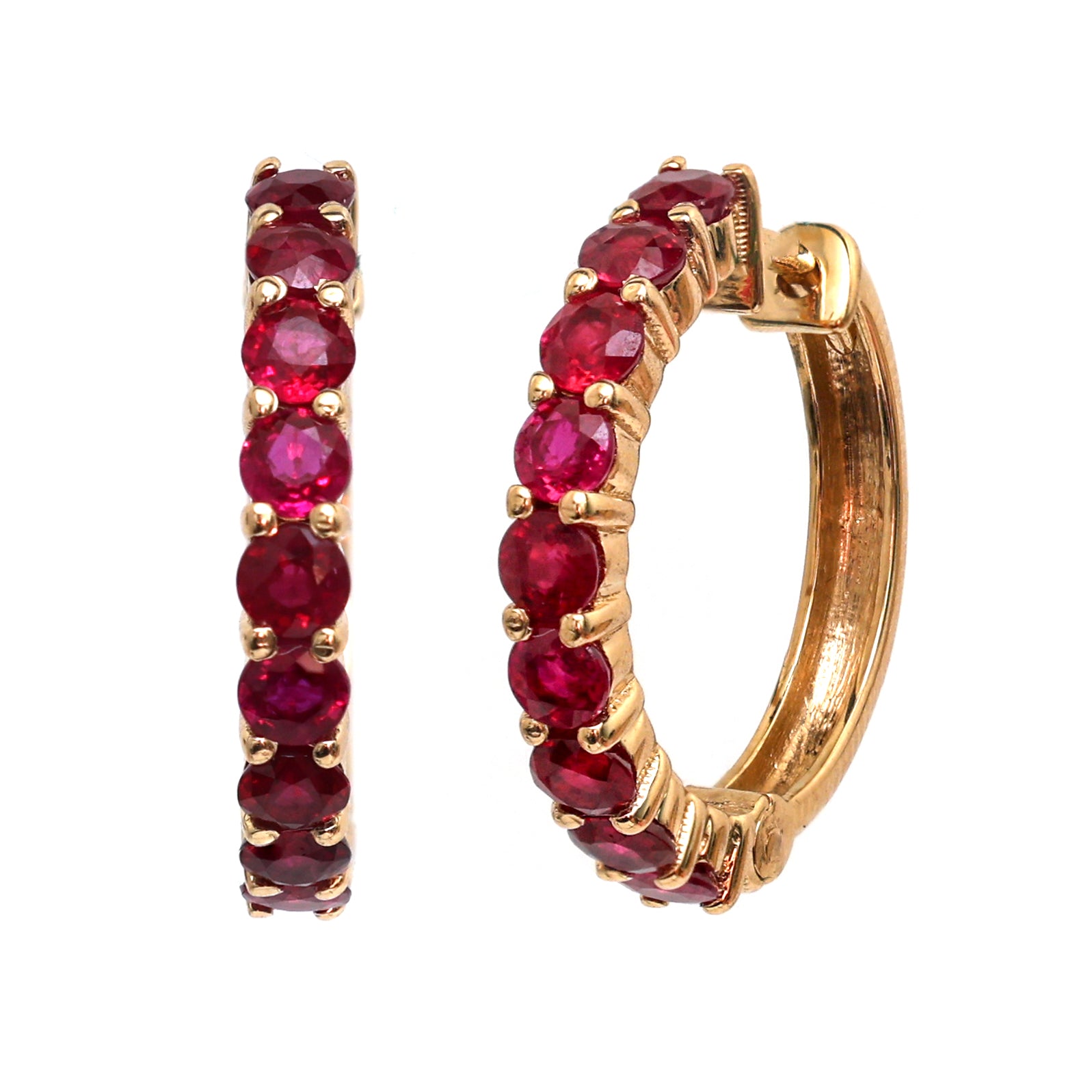 JPERG-626/3482 Ruby Round 3Mm Hoops Earring | 18K