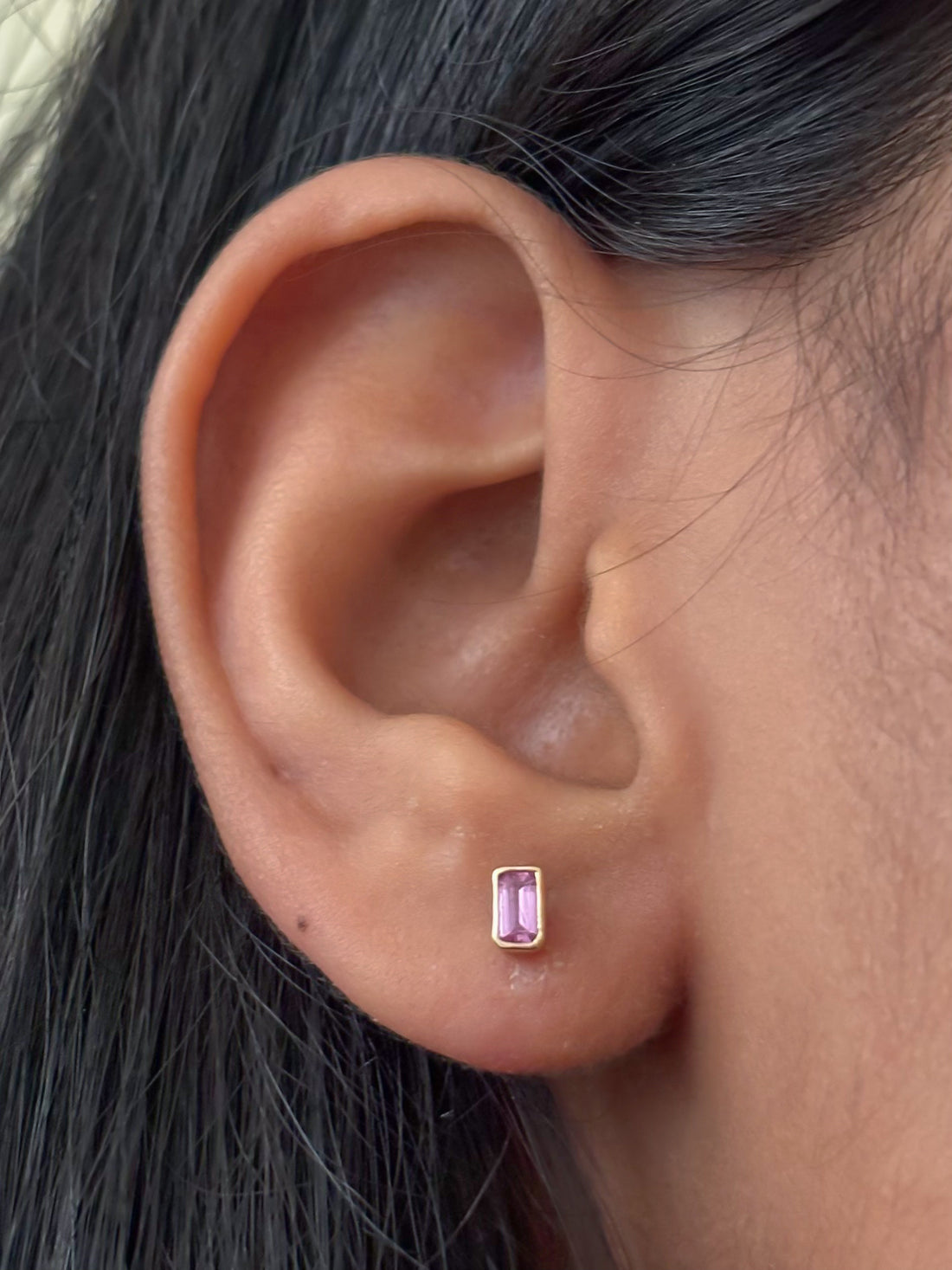 JPERG-679/3689 Pink Sapphire Piercing Earring | 14K