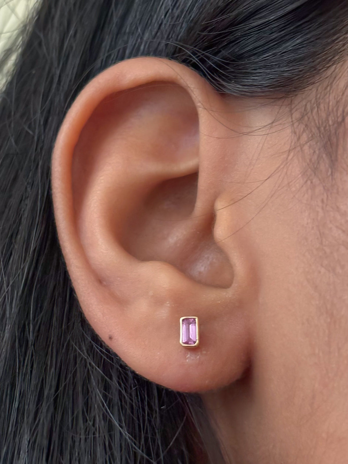 JPERG-679/3689 Pink Sapphire Piercing Earring | 14K