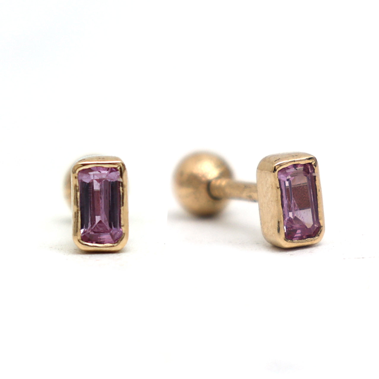 JPERG-679/3689 Pink Sapphire Piercing Earring | 14K
