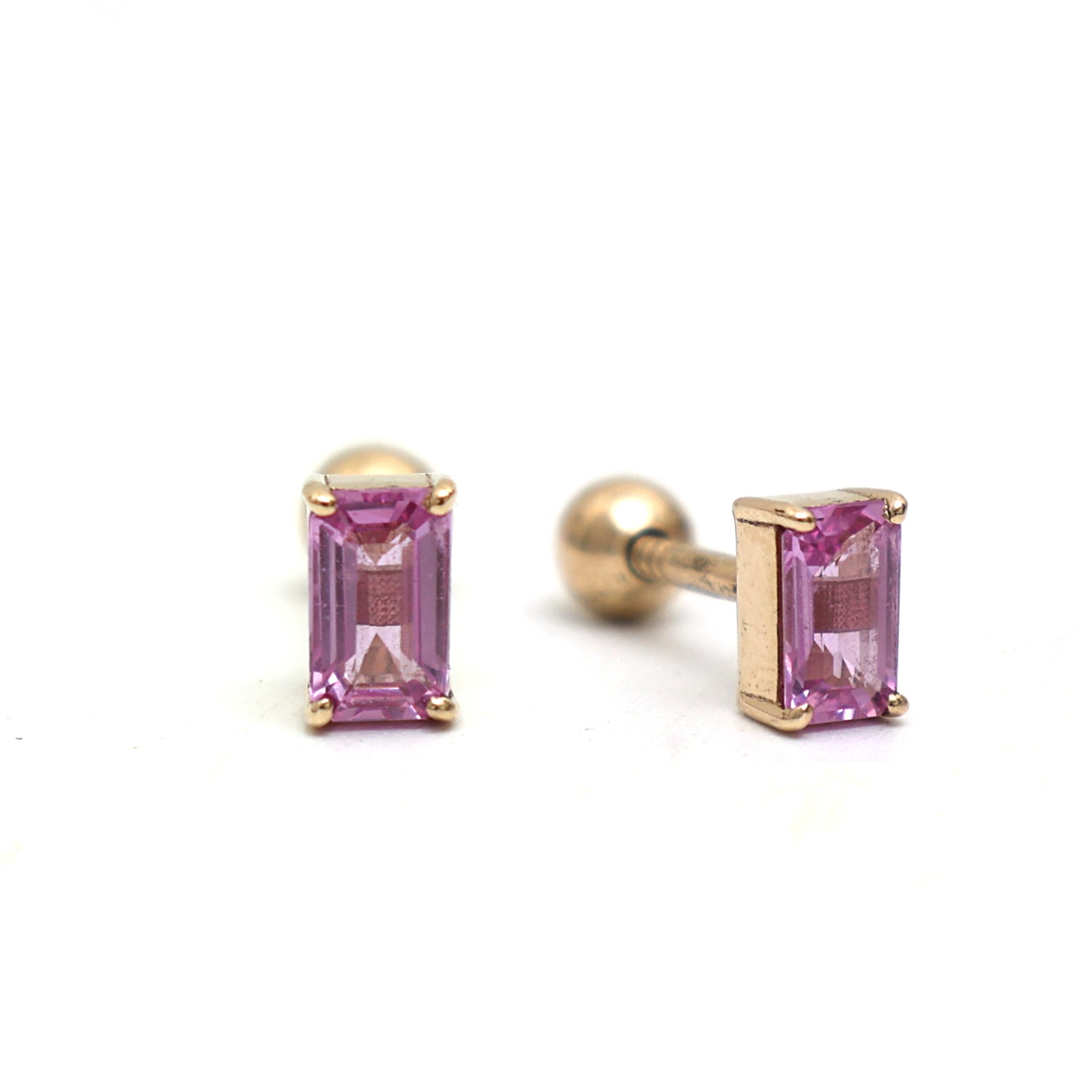 JPERG-708/3718 Pink Sapphire Piercing Earring | 14K