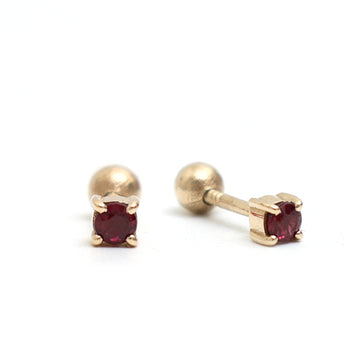 JPERG-725/3780 Ruby Round 3Mm Piercing Earring | 14K